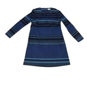 Tegan Blue Striped Knee Length Leggings Knee Dress With Pockets Size 12 Women’s